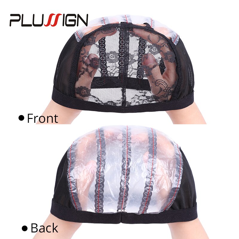 Plussign-Gorras para hacer pelucas, gorro de encaje con banda, tamaño S/M/L, Kit de malla para el cabello, herramientas para el cabello gruesas de , novedad