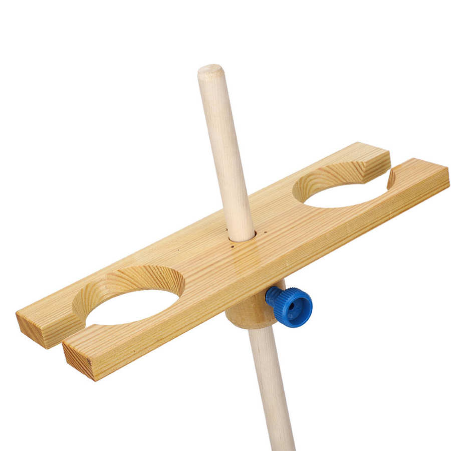 Wooden funnel stand 2 holes Separatory funnel Stand Rack Height-adjustable for laboratory experiment Lab Supplies