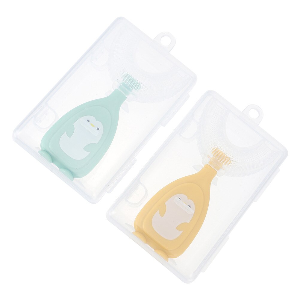 2Pcs Cartoon spazzolini da denti a forma di U adorabili spazzolini da denti in Silicone spazzolini da denti per bambini