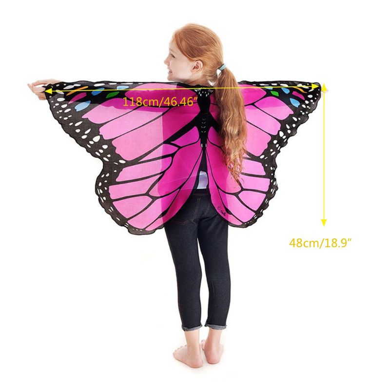 Eventyr prinsesse cosplay kostyme sommerfuglvinger sjal kappe stjal barn gutter jenter skjerf wrap tilbehør