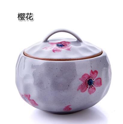Japan Stijl Hand Schilderen Keramische Slowcooker Met Deksel Water weerstand Kookpan Ei Kom Dessert: Roze