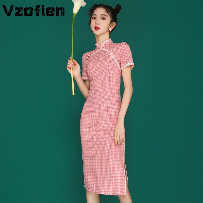 Zomermeisjes cheongsamjurk voor vrouwen, traditioneel dagelijks modern, slank chinees, retro qipao hanfu-jurkje