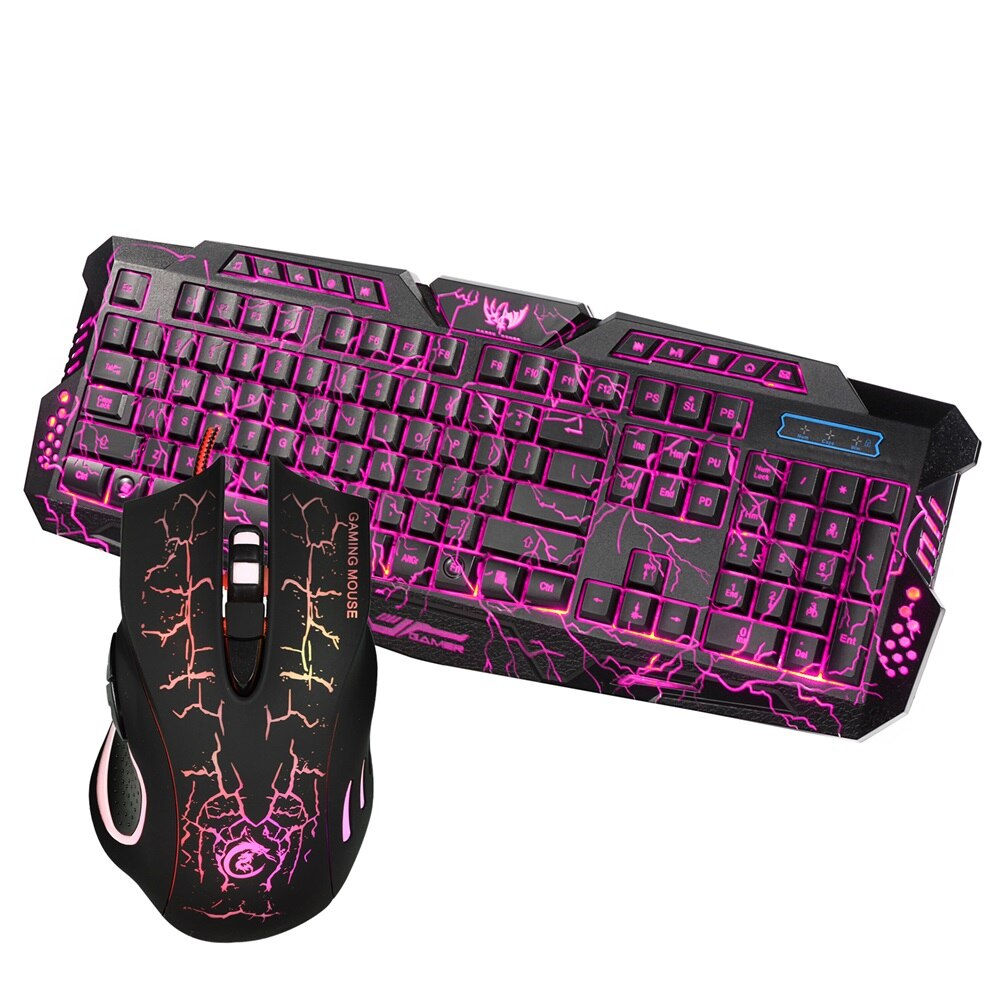 Tastatur Maus Combo Bunte LED Farbe Hintergrundbeleuchtung Ergonomische Spielen Tastatur 114 schlüssel mit 5500DPI Maus einstellen für Spielen Fans