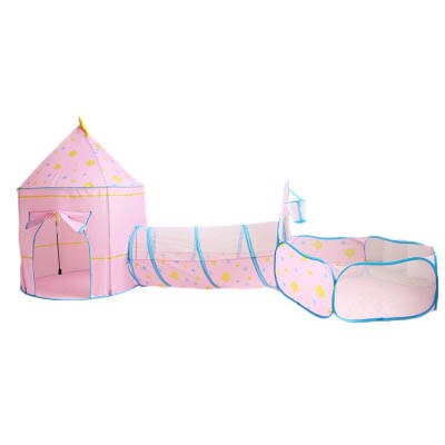 Draagbare 3 In1 Baby Tent Kid Kruipen Tunnel Spelen Tent Huis Bal Pit Pool Tent Voor Kinderen Speelgoed Bal Zwembad oceaan Bal Houder Set: pink tent