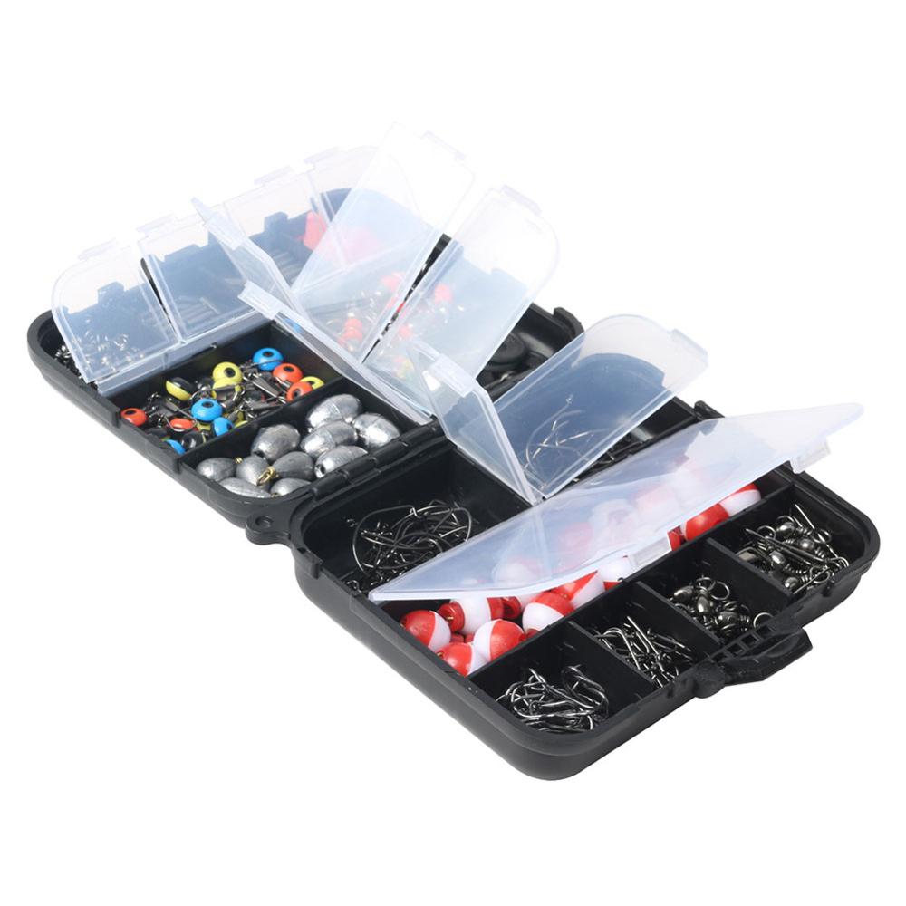 264pcs Fishing Accessories Kit Set with Fishing Tackle Box Including Fishing Sinker Weights Fishing Swivels Snaps jig Hook