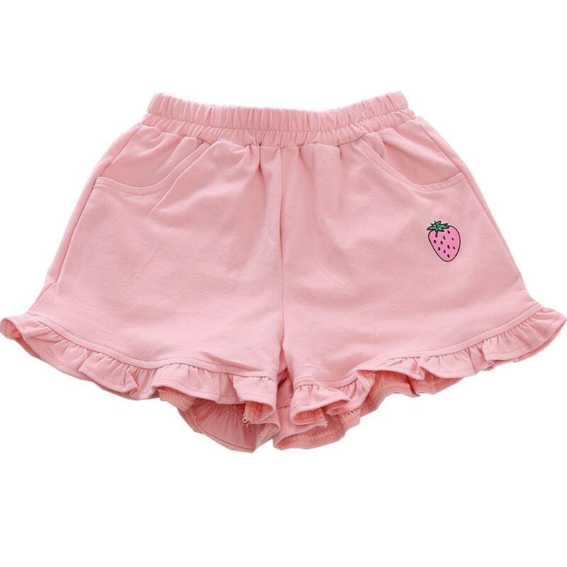 Toddler Baby Girls Shorts Cotton Strawberry Print Girl Short Summer Casual Kids Bloomer Outfit Cute Lace Pants 1-4Y