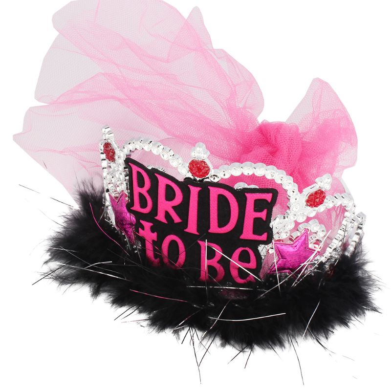 Bruid Om Crown Tiara Kant Sluier Veer Haar Hoepel Meisje Bachelor Night Party Voordat Bruiloft Decor Accessoires