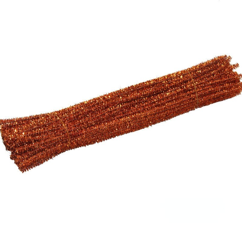 100pcs 30cm 12'' Pipe Cleaners Sparkle Christmas Chenille Craft Stems Plush Wired Sticks Xmas DIY Supplies Gold Silver Red Green: Bronze
