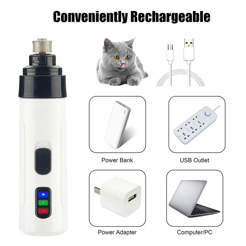 Afbc huisdier nagelvijl hond elektrisch manicure apparaat usb-oplaadbare tondeuse kattennagelreinigingsbenodigdheden geschikt voor honden