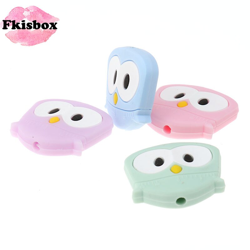 Anneau de dentition en Silicone | Chouette, perles Animal bébé, collier de dentition, perle de alimentaire, anneaux de dentition, pour infirmière