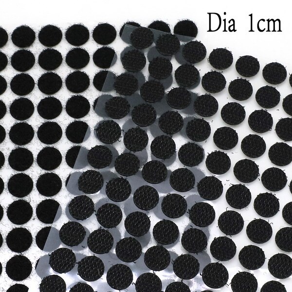 10/15/20/25/30MM Kleber Kleber Punkte 100 Haken und Schleife Verschluss Zurück Starke magie Aufkleber Band DIY Hause Nähen Zubehör: 10MM black  108dots