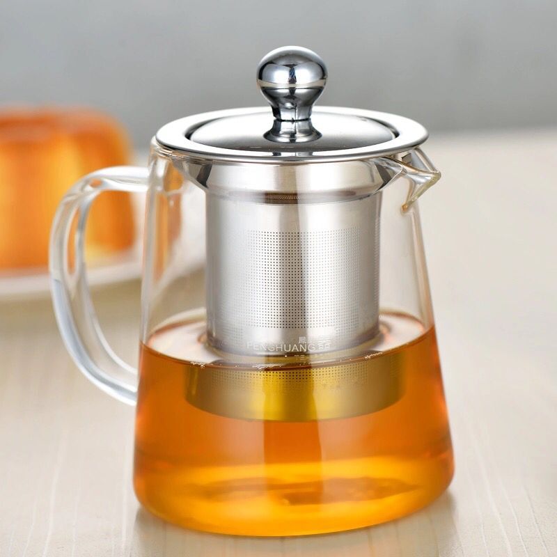 Tetera de filtro de flores de acero inoxidable resistente al calor juego de té y tetera taza fina tetera