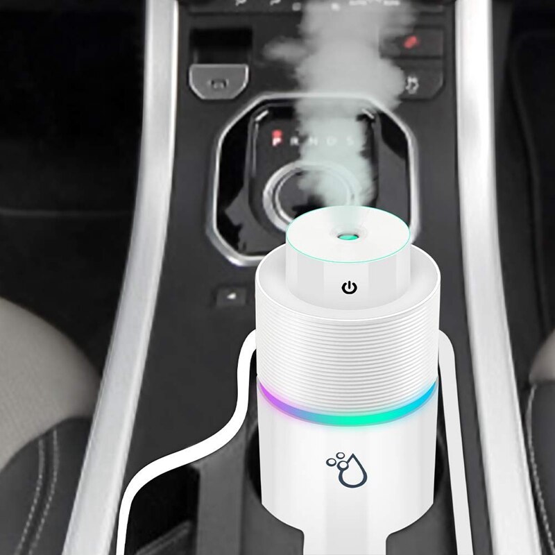 Bildiffusor, kold tåge luft bilfugter luftfrisker usb ultralyds diffuser med 7 slags farve led lys, velegnet til c