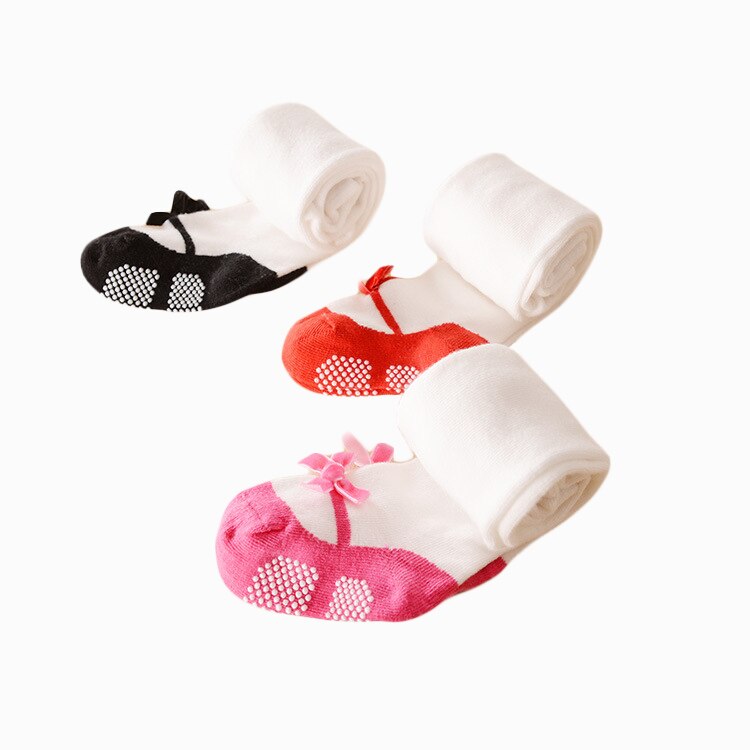 Baby flickor halkskydd strumpbyxor sammet rosett baby flickor tight 0-3 år 3 färg barn strumpbyxor barn flickor strumpbyxor