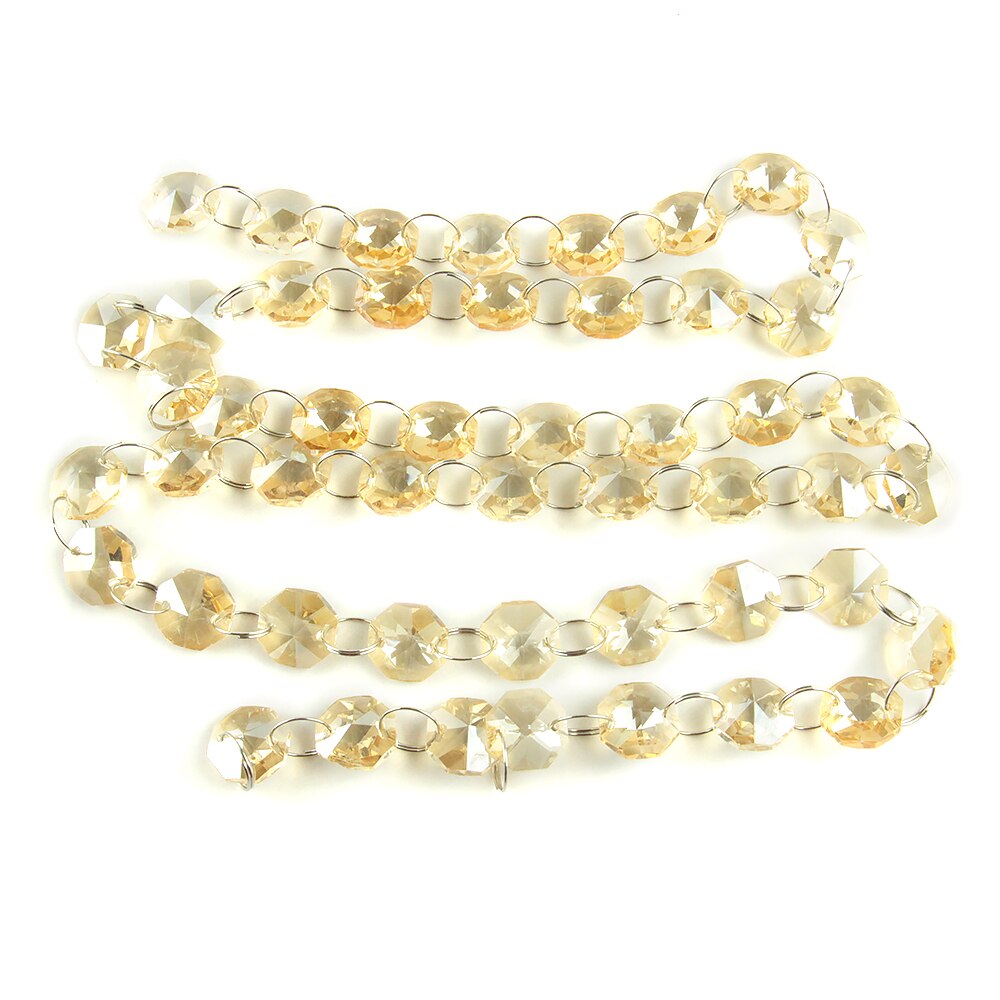 10 Meter 14mm Perlen Girlande Strang Mit Ringe Hängen Kristall Glas Vorhang Diamant Ketten Partei Baum Hochzeits-mittel Dekor: Champagner