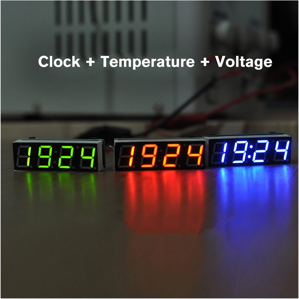 3 In 1 Digitale Led Tijd Klok Temperatuur Voltage Module Mini Voltmeter Thermometer Voor Auto Arduino Elektronische Diy