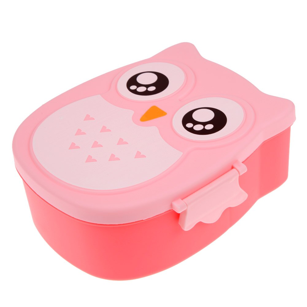 Cartoon Owl Lunch Box Food Container Storage Box Portable Kids Student Lunch Box Cute Bento Box Container With Compartments: Pink