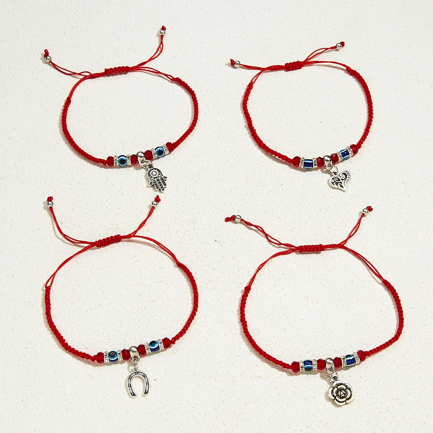 9 estilos trenzado suerte cordel rojo mano de Hamsa encanto pulsera maldito azul ojo perlas pulsera de joyería de amistad para los hombres y las mujeres