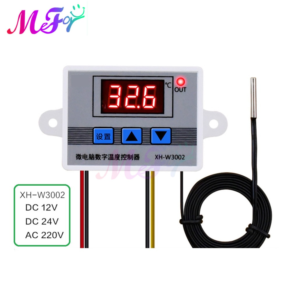 12V 24V 220V W3002 Digital LED Temperature Controller Sensor Switch 10A Thermostat Regulator Heating Cool XH-W3002