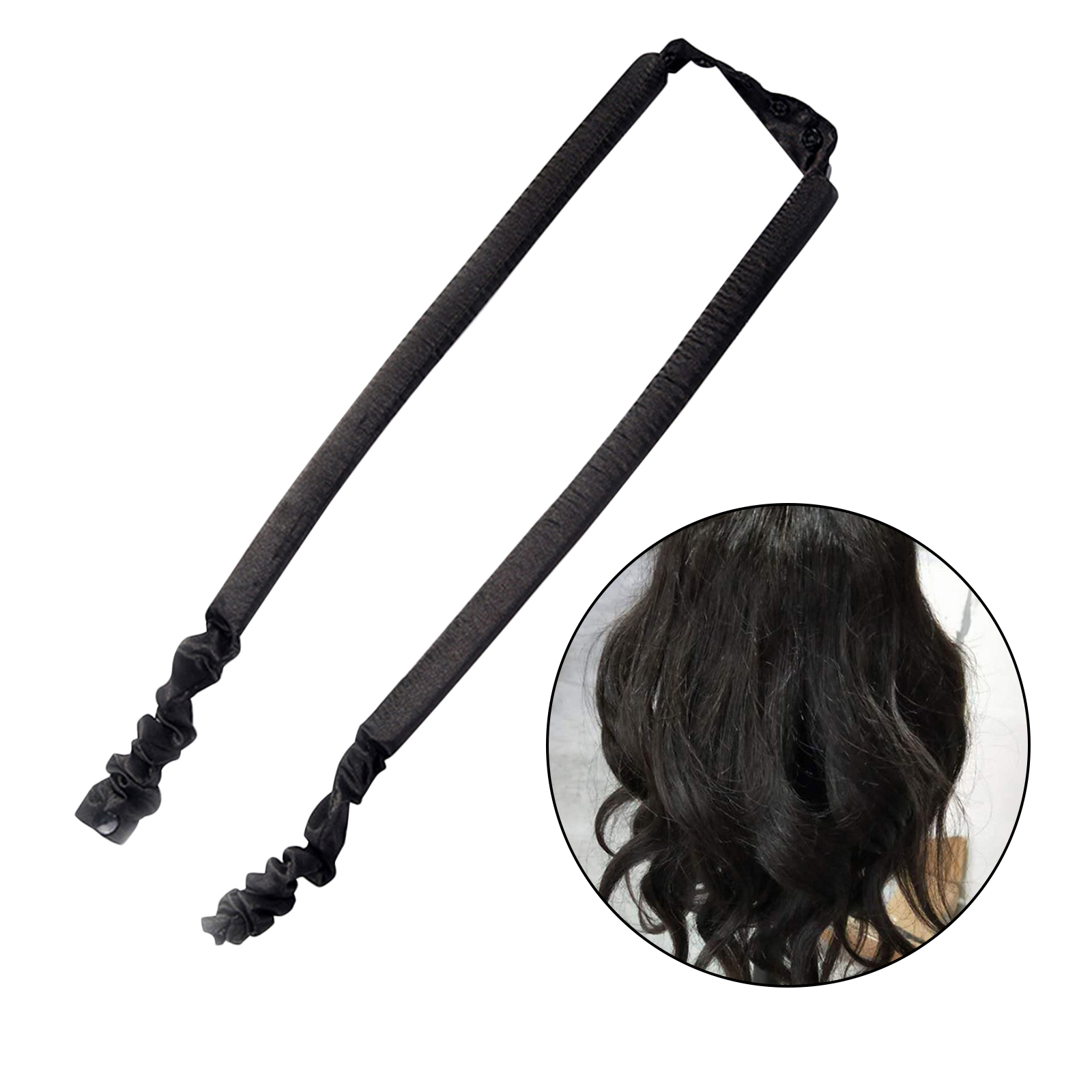 Heatless Curling Rod Curls Silk Ribbon Hair Rollers Sleeping Wave: Black