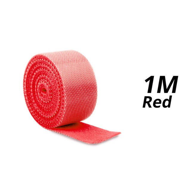 Soporte de correa para caña de pescar, 1 rollo, tirantes, gancho de sujeción, lazos de lazo, flejado de Velcro, dispositivo de pesca al aire libre: 1M Red Velcro