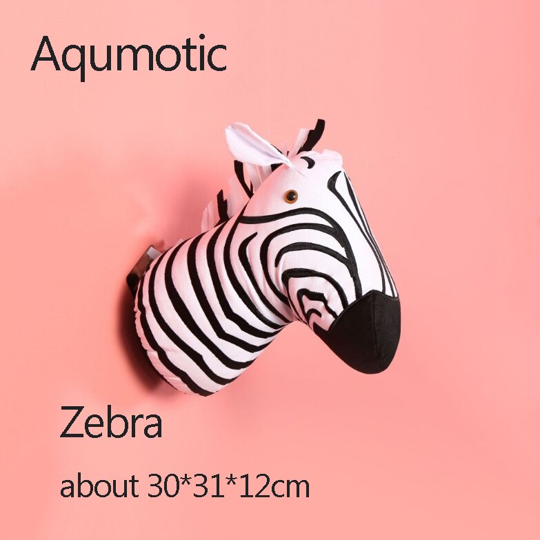 Aqumotic-suspension murale 3D, tête d'animal, décoration murale de cygne, oreiller doux mignon, pour chambre d'enfant: zebra
