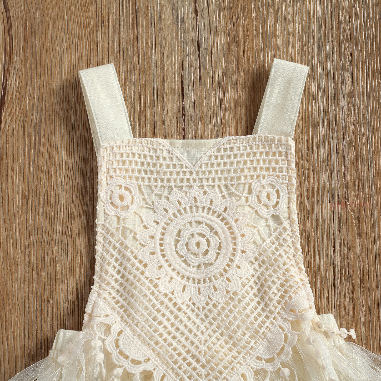 Citgeett Zomer 0-24M Peuter Baby Meisje Witte Bloemen Kant Kwastje Mouwloos Bodysuit Backless Solid Baby Jurk-stijl