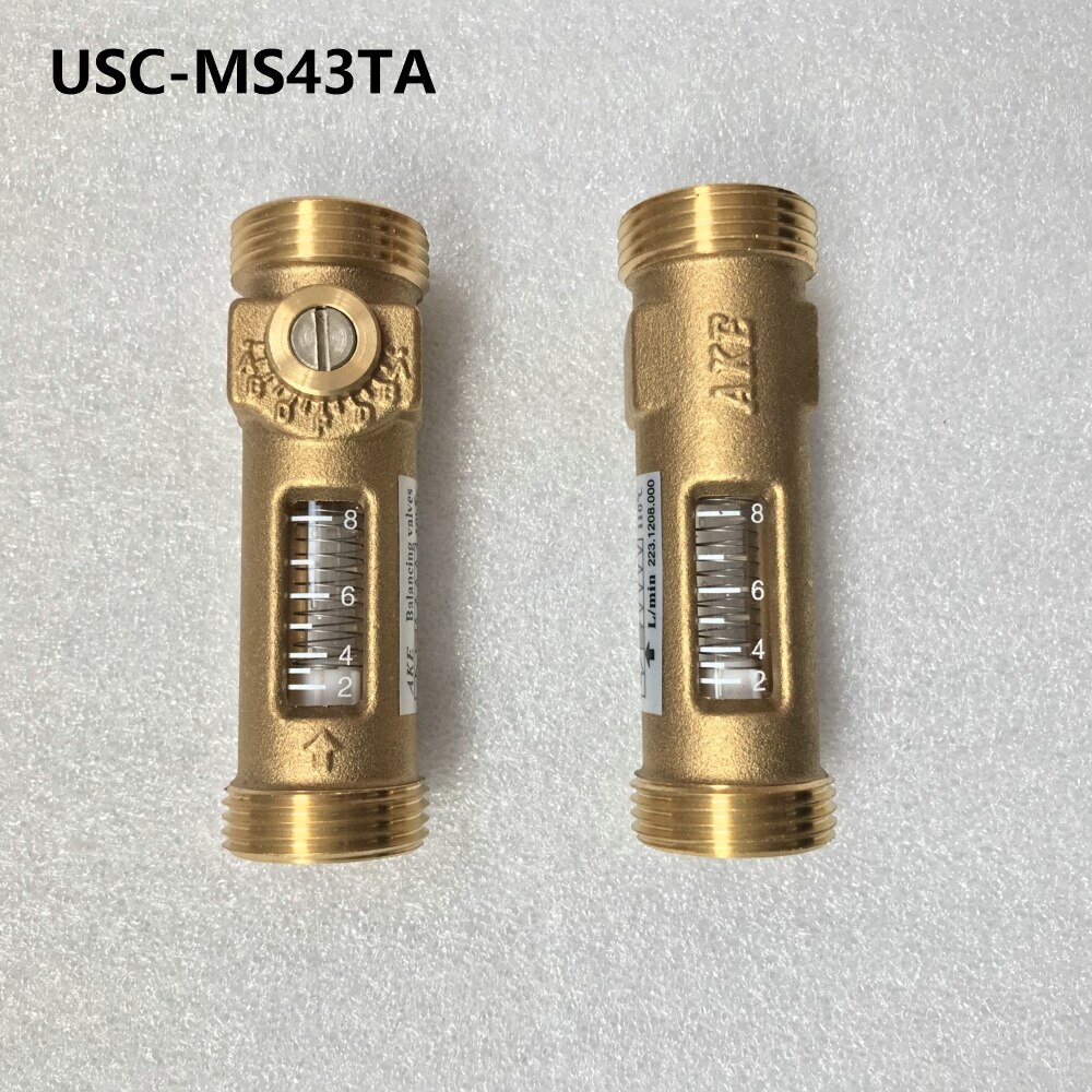 USC-MS43TA 2-8L/min Direct Reading Flow Meter (Flowmeter) Brass G3/4" Male and G3/4" Male Spring mechanical float meter