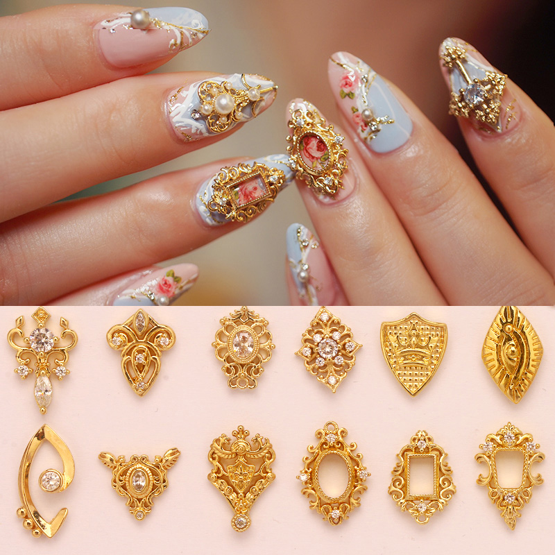 Bijoux en métal pour ongles, breloques en diamant, décoration pour manucure, 5 pièces