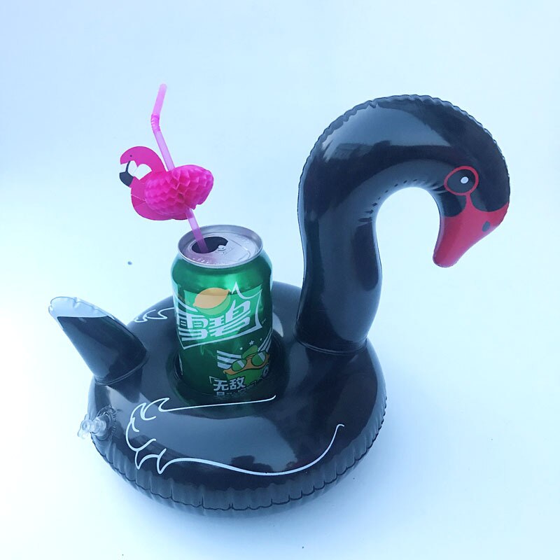 Mini fanny ombrello gonfiabile fenicottero d&#39;acqua galleggiante portabicchieri piscina giocattoli estivi: black goose