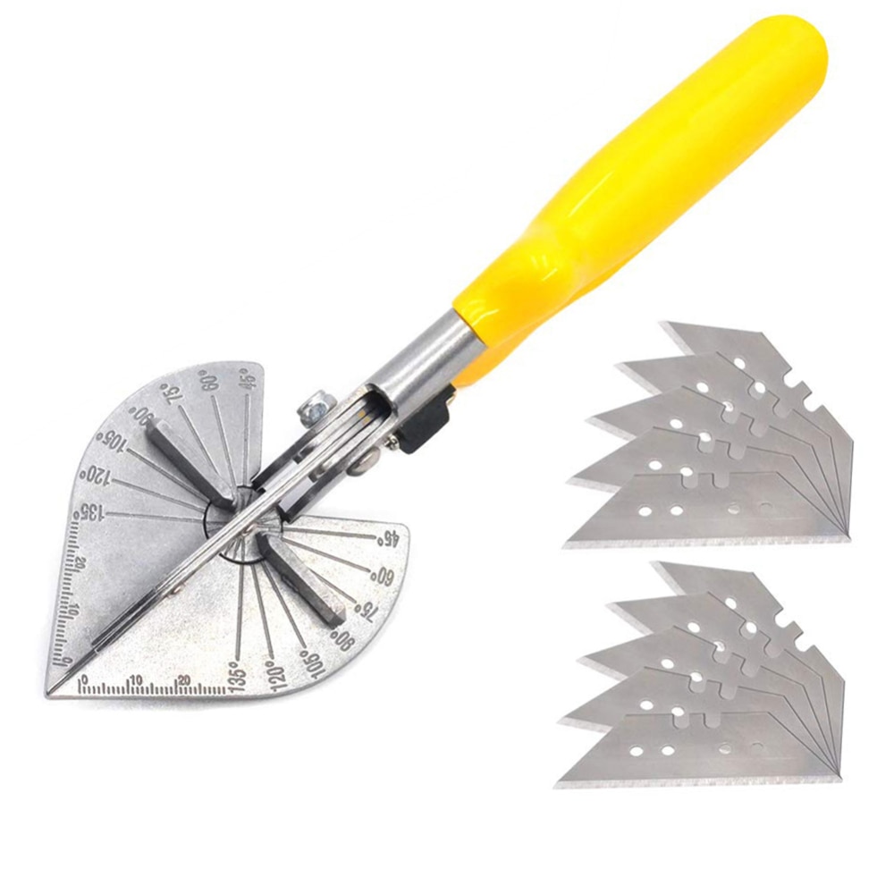 Tool Steel PVC Multi Angle Miter Cutter Hand Shear Trim Tools 45-135° with 10 Spares Blade for Plumbers Electricians Carpenters