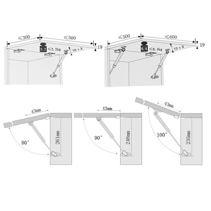Spring Hydraulic Home Support Door Gas Lift Pneumatic Stay or Cabinet Closet Door Expansion Support Rod