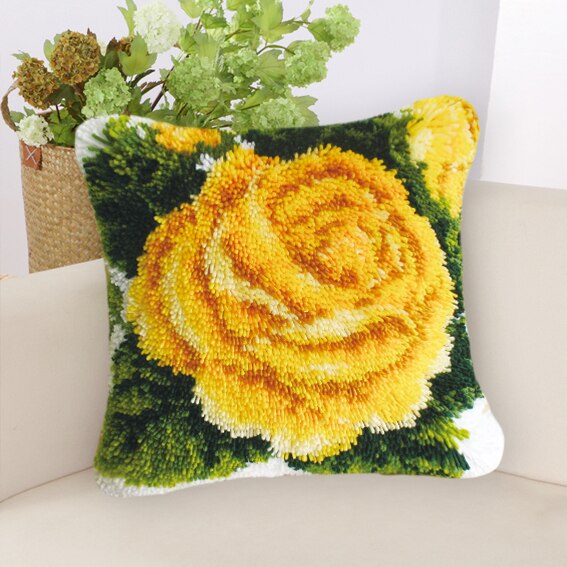 Gør det selv blomster sommerfugl segment broderi pude planter groft uld korssting låsekrog tæppe broderi låsekrog tæppesæt: Bz130 37 x 37cm