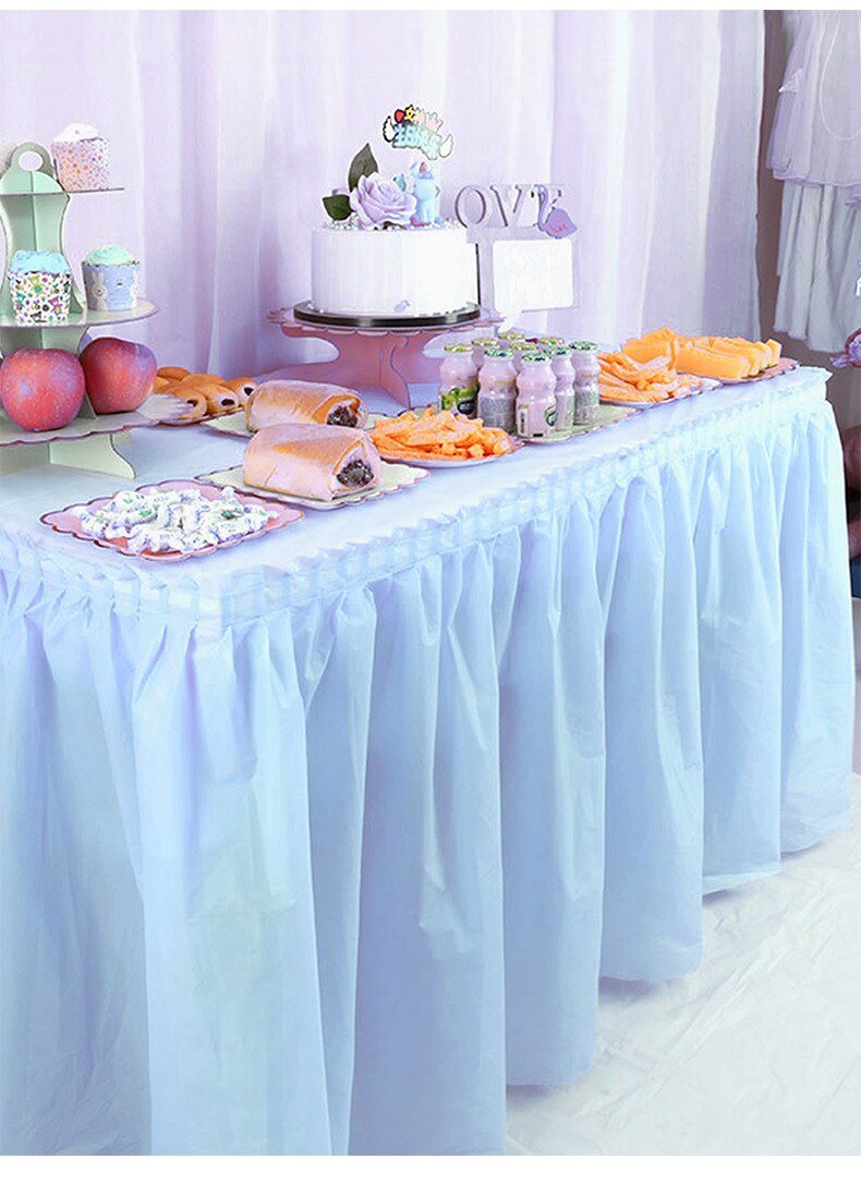 Dessert Tafel Plastic Roze Tafel Rok Tafelkleed Voor Waterdichte Kinderen Verjaardag Wedding Party Tablel Decoratie: blue