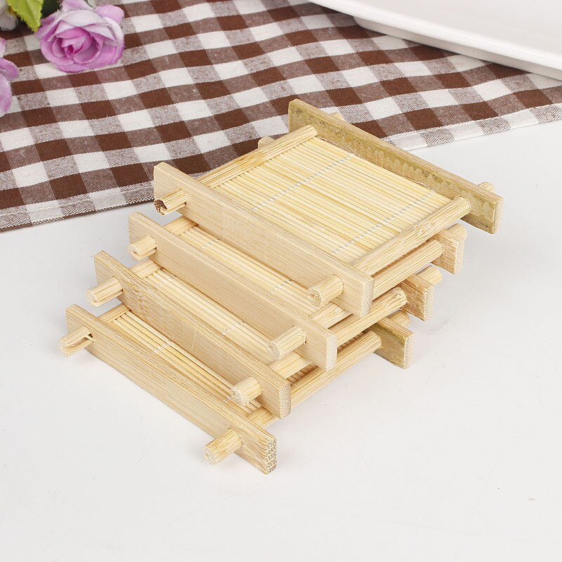 Bambú Natural madera jabón de baño ducha bandeja plato Almacenamiento de titular de Plat bandeja plato Almacenamiento de titular de placa de #40