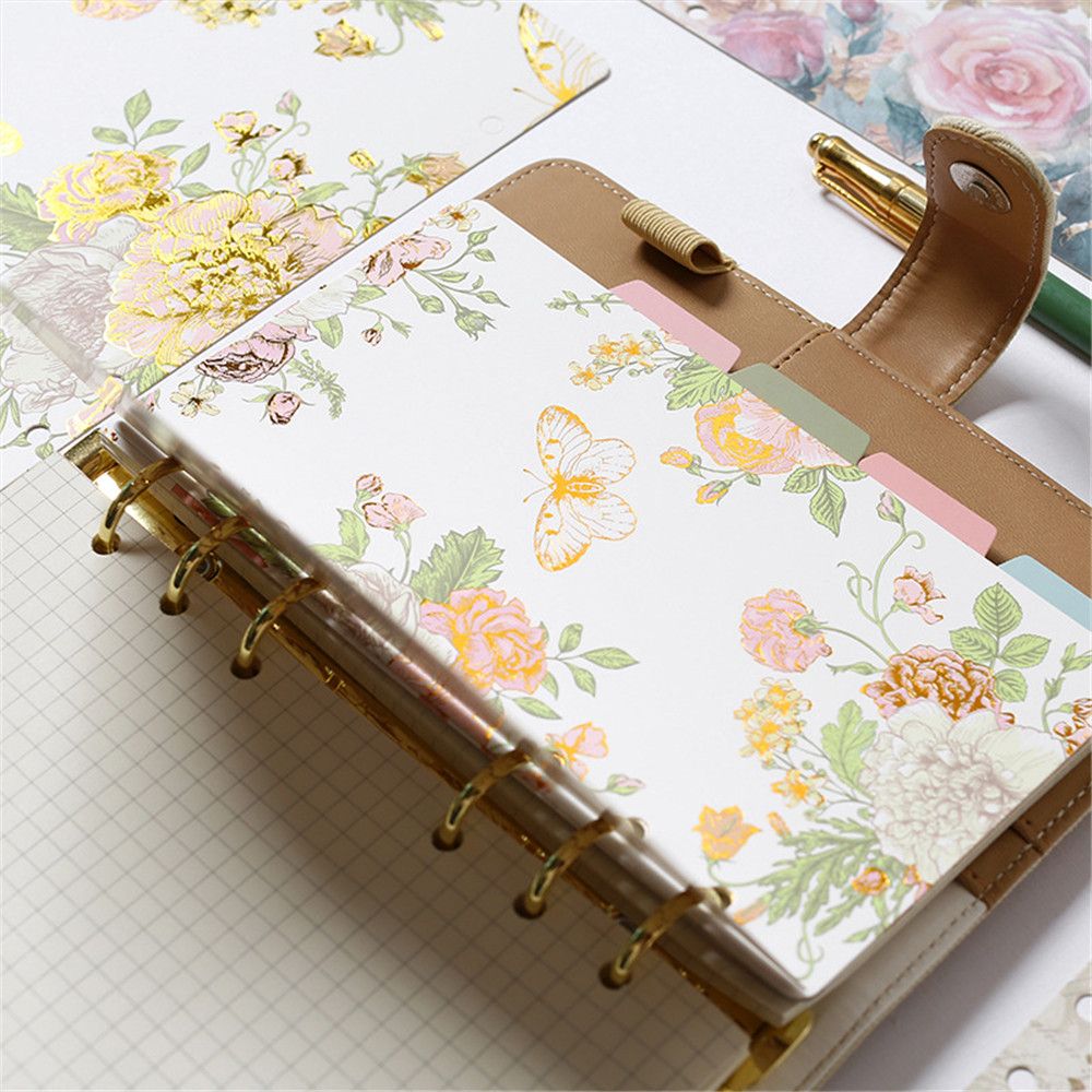 5pcs Notebook Index Pages A5 Diary Planner Dividers 6 Holes Loose Leaf Spiral Index Labels Agenda Notebook Accessories