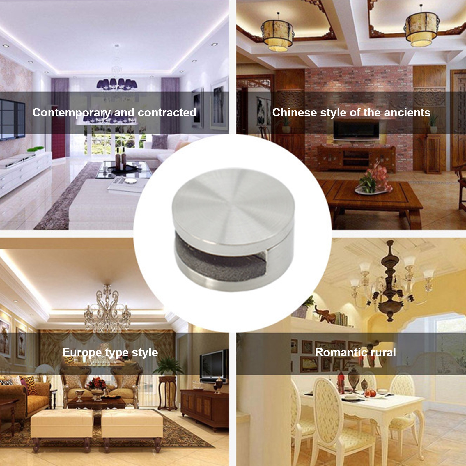 Stainless Steel Solid Round Glass Clamp Fixed Mirror Clip Wall Bracket Buckle Iron Sheet Bathroom Mirror Hinger Fixed Accessory