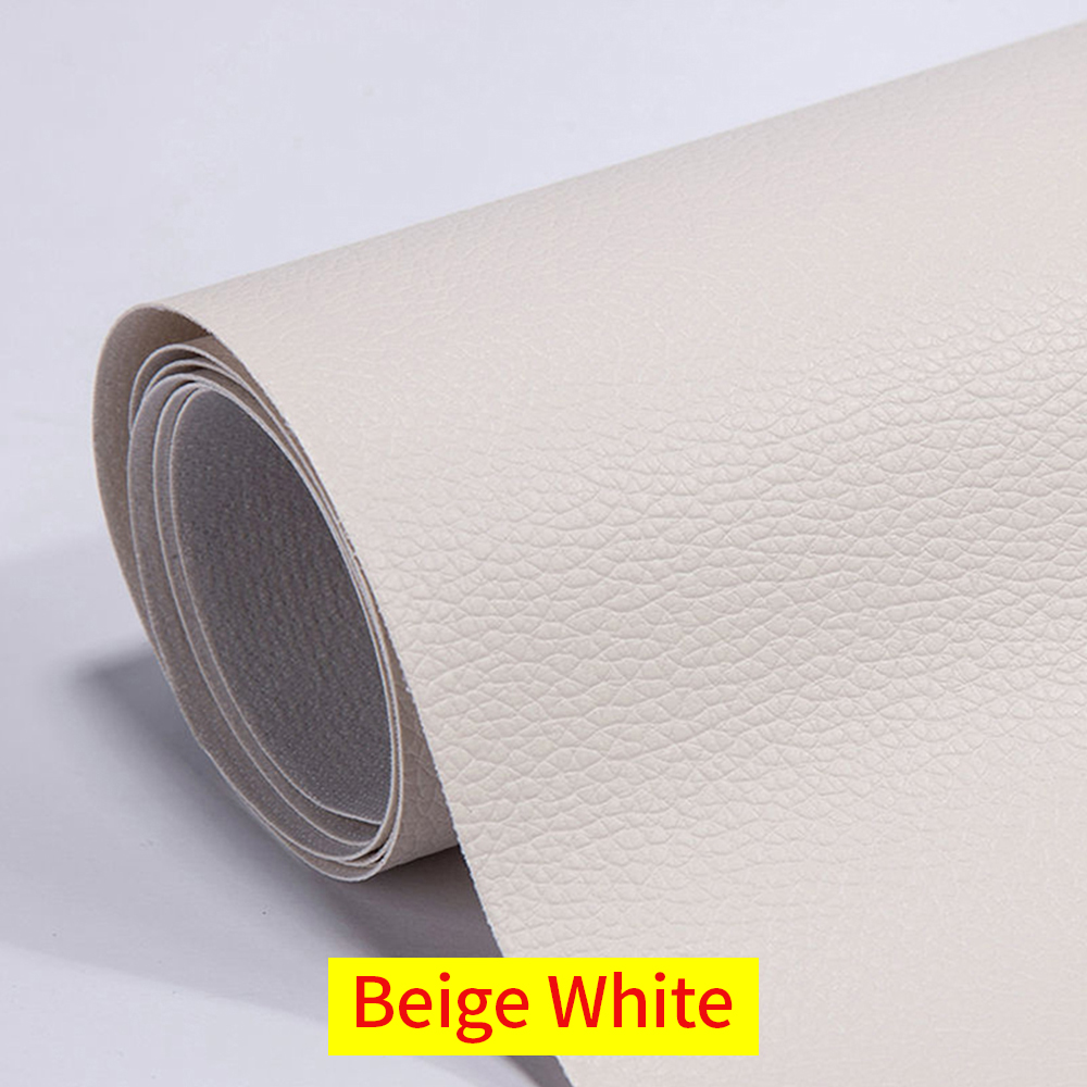 Cuir PU auto-adhésif pour siège de voiture, 20x30cm, tissu pour siège de voiture: Beige White