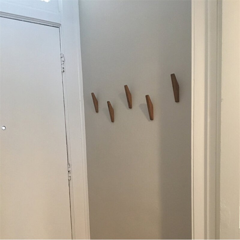 Natuurlijke Hout Kleerhanger Muur Gemonteerde Kapstok Decoratieve Sleutelhouder Hoed Sjaal Handtas Opslag Hanger Badkamer Rack