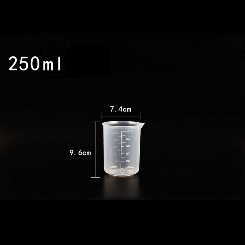 50/100/150/250/500/1000ml tasse à mesurer graduée en plastique transparent Premium bec verseur sans poignée outil de cuisine: 250ml