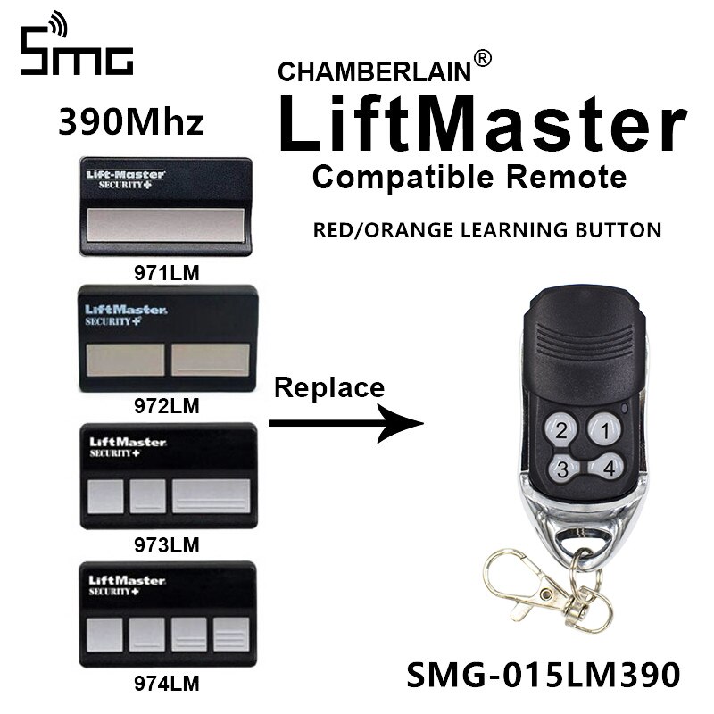 Liftmaster garage door remote control opener 971LM 972LM 973LM 974LM 390mhz handheld transmitter key fob for gate