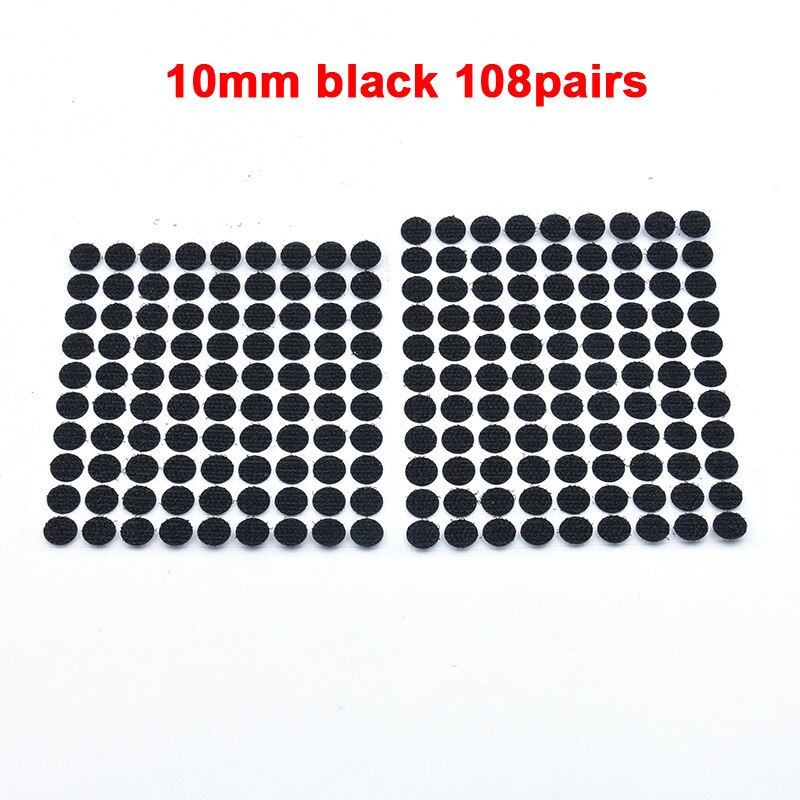 Kleurrijke Klittenbandsluitingen Lijm 10-30 Mm Zelfklevende Tape Haak Lus Nylon Magic Boob Tape Sticker Thuisgebruik Sterke lijm 100Pairs: 10mm black 108 pairs