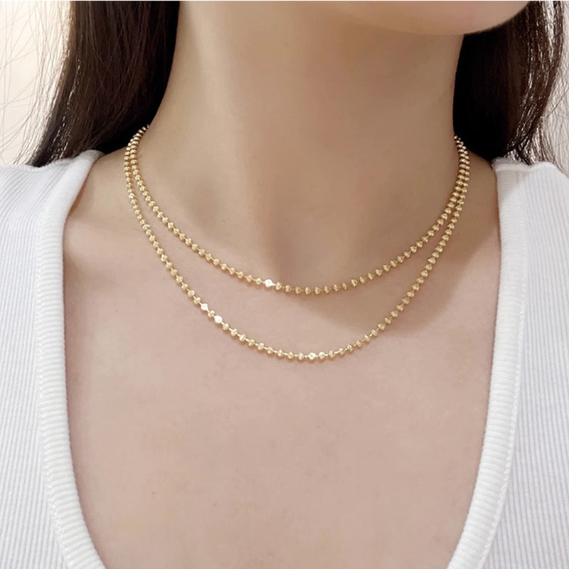 Collana in argento sterlina 925 da 2mm con catena di diamanti scintillanti per donna uomo 40cm - 60cm S925 con perline a sfera con ciondolo a forma di catena gioielli fai da te