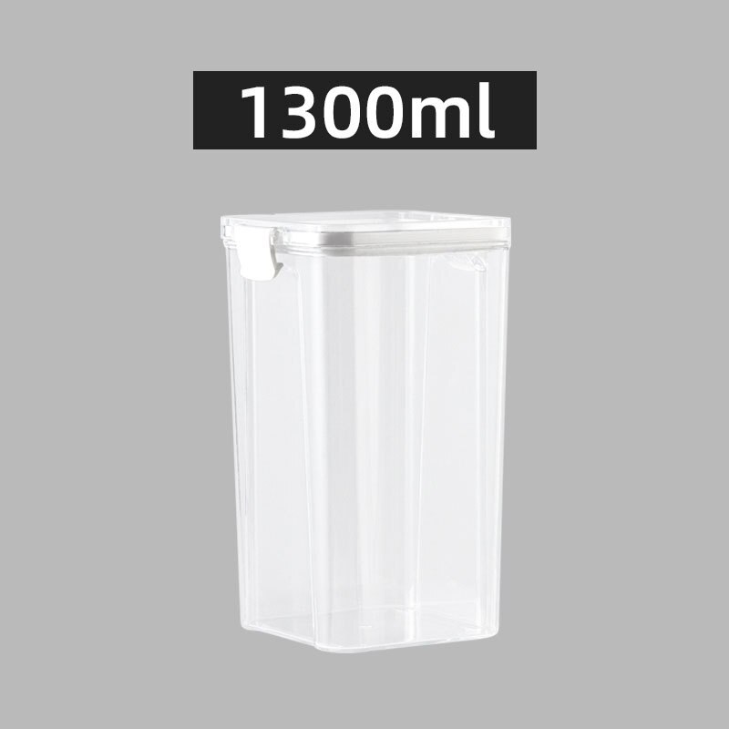 Plastic Food Containers Transparent Stackable Kitchen Sealed Jar Cans Kitchen Organizers Bottles: 1300ML