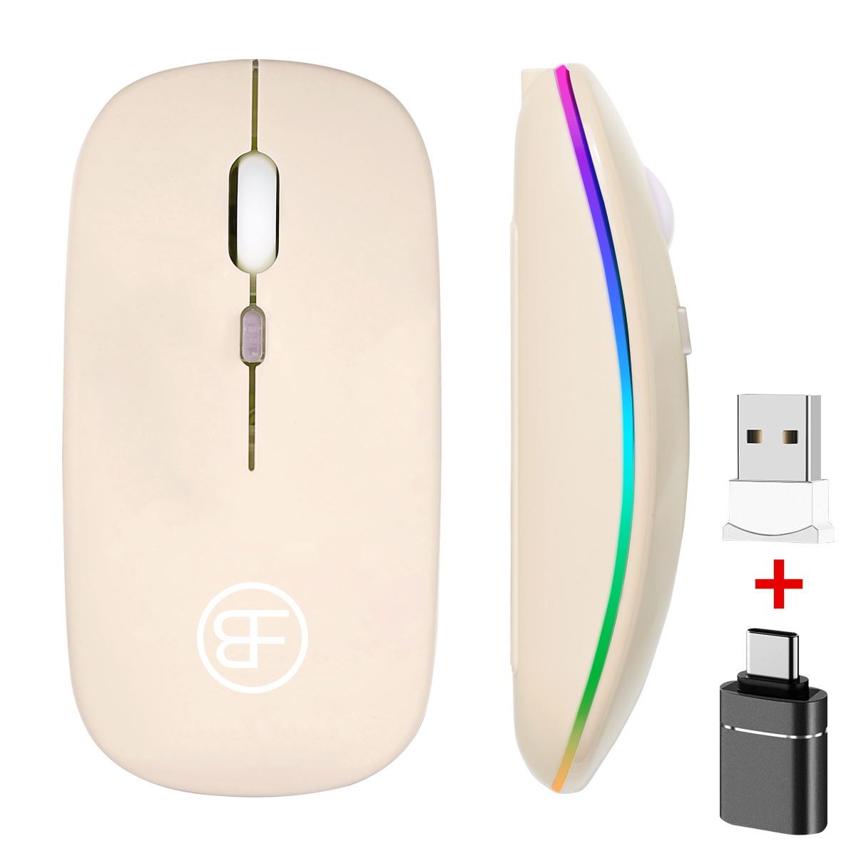 Souris sans fil rvb souris Rechargeable souris d'ordinateur sans fil LED rétro-éclairé souris de jeu ergonomique pour ordinateur portable: GRIS