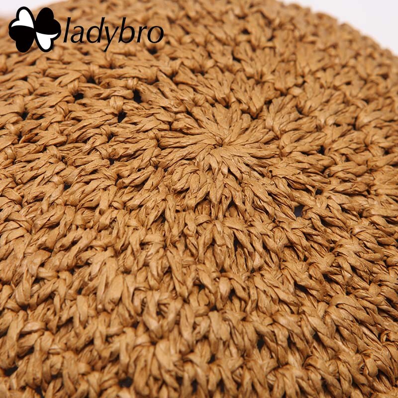 Ladybro Brand Ladies Sun Hat For Women Bowknot Raffia Straw Hat Foldable Summer Hat Wide Brim Beach Hat Female Chapeau Femme
