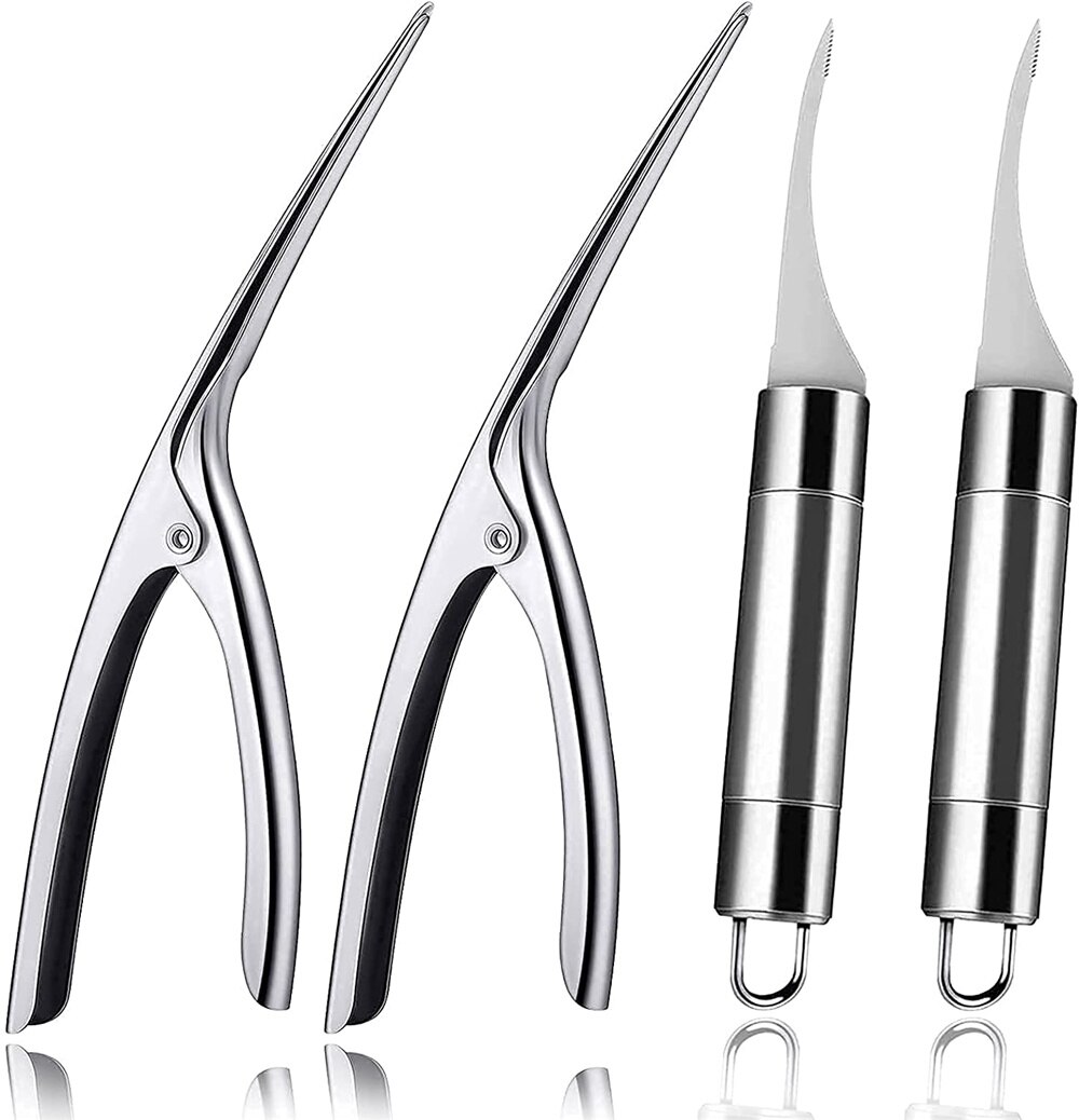 Shrimp Deveiner Tool and Peeler Stainless Steel Shrimp Cleaner Knife Fast Seafood Cleaning Kitchen Tools Supplies Accessories