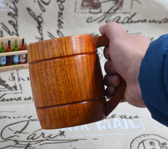 Taza de madera Natural de estilo clásico para beber cerveza, vasos de madera para , novedosos ecológicos, 350ml