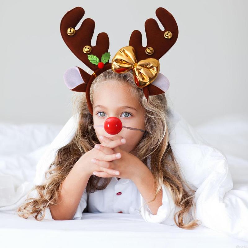 Jule rensdyr gevirer pandebånd rød næse xmas børn hovedbeklædning børn dekorative tilbehør
