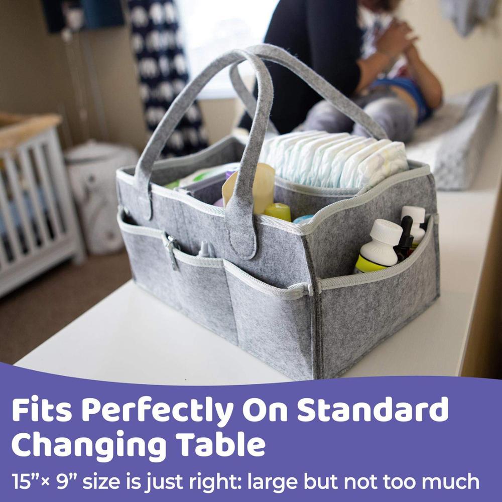 Foldbar filt baby ble puslebord og bil børnehaven væsentlige opbevaringsbakker baby ble caddy arrangør bærbar holder taske